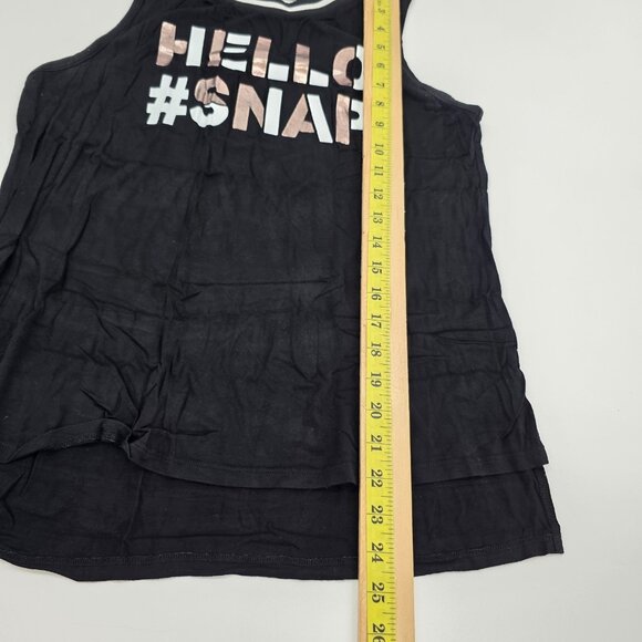 Art Class Black Graphic Muscle Tank Top Hello Snap Metallic Girls XL Youth - Picture 10 of 10